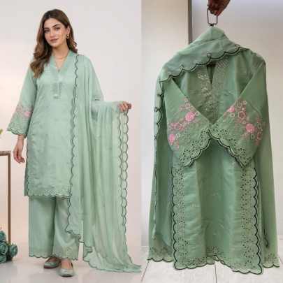 Stunning Pista Green Palazzo suit
