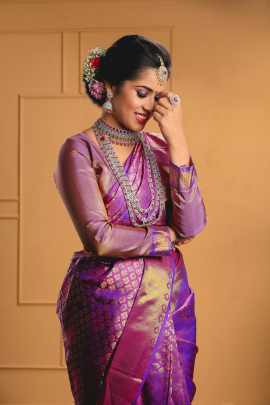 Stunning Purple Silk Party Wear Saree